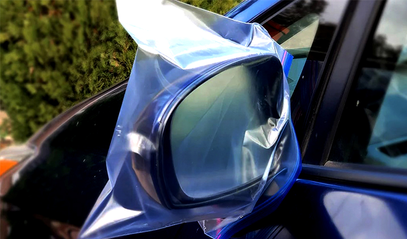 Why put a plastic bag over car mirror
