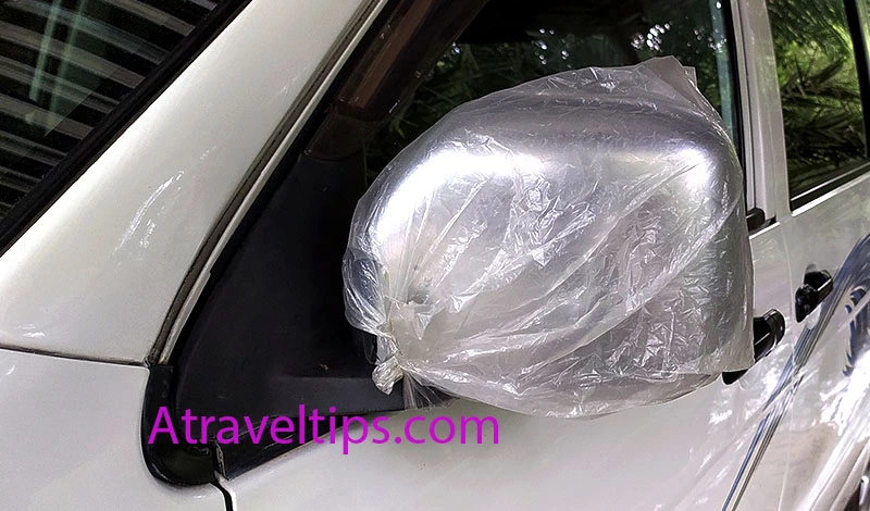 Why place a plastic bag on car mirror